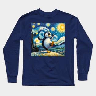 Starry Night Penguin: Poignant Tee for Penguin Awareness Day Long Sleeve T-Shirt